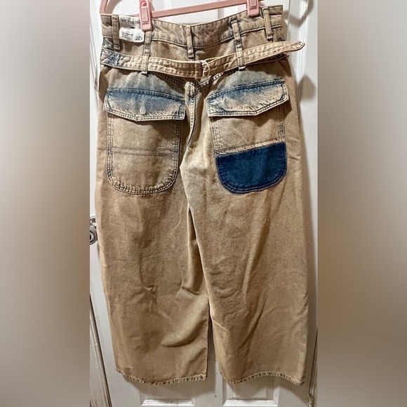 NWT We The Free Waterfalls Baggy Wide-Leg Jeans in Cowboy Khaki 28 S - Picture 6 of 12